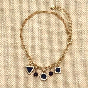 Liz Claiborne | Blue and Crystal Charm Bracelet | 7.5” Adjustable
